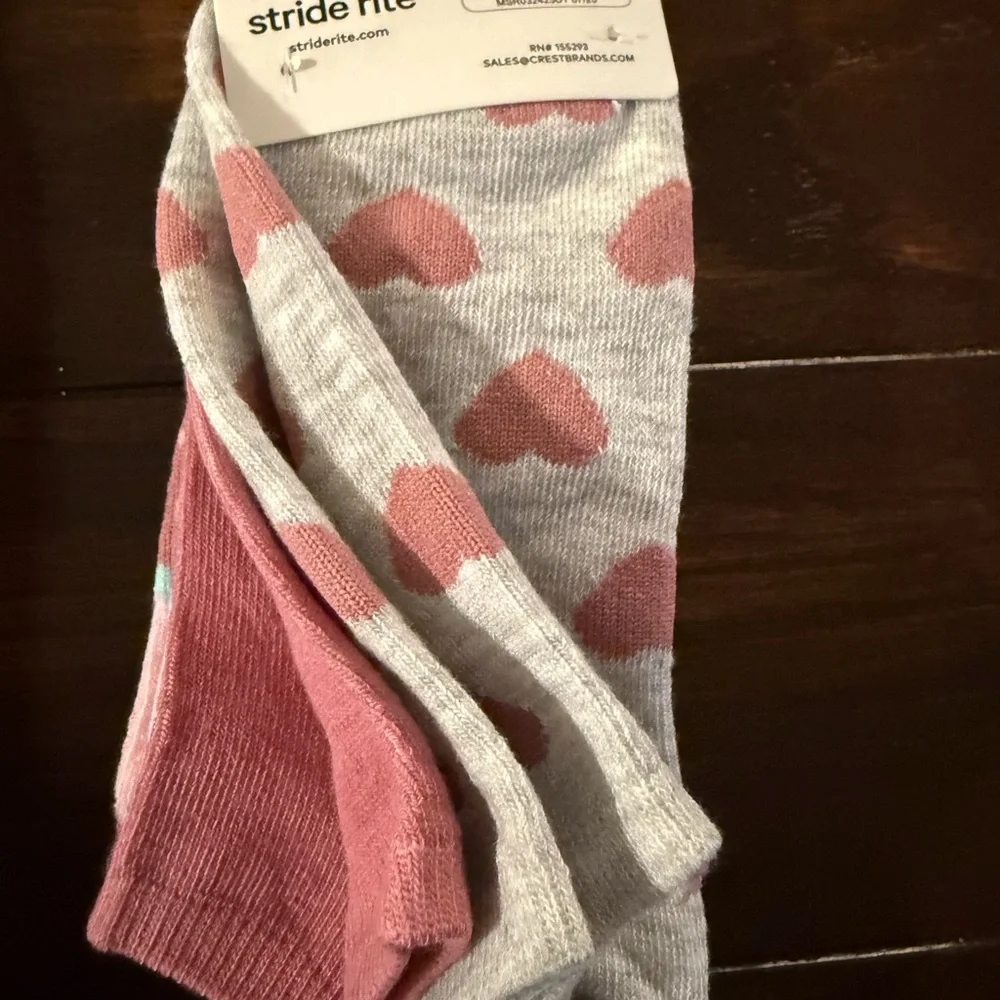 Stride Rite Surprize Girls Socks 3 3-Pack - Pink, White, Cream NWT Shoe Size 7-2